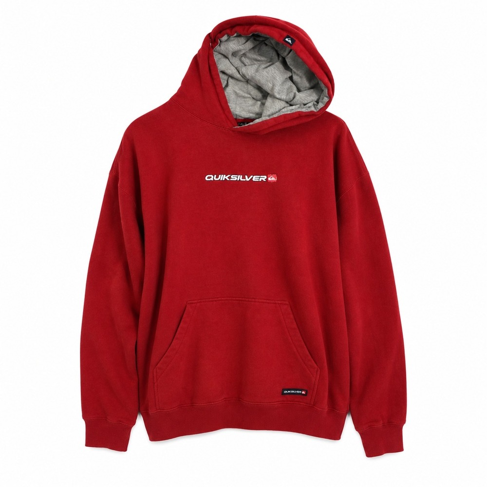Vtg Y2K Quiksilver Hoodie Men XL Center Logo Surf Skater Street Pullover Sweater